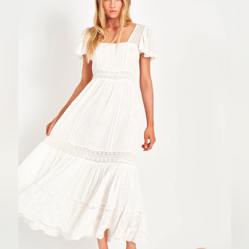 LoveShackFancy White Eyelet Midi Dress - Picture 1 of 8